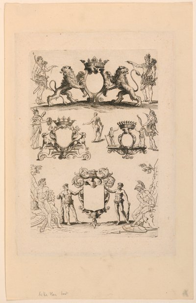Design for våpenskjold, fra "Livre de Cartouches" av Nicolas Guerard