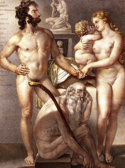 Menneskets anatomi - The 3 Ages 1884 av Nicolas Henri (after) Jacob