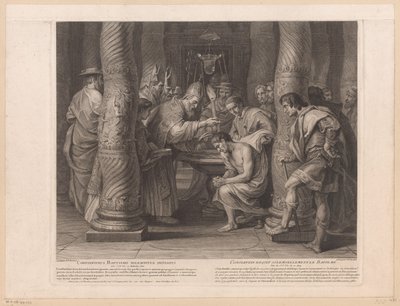 Dåp av keiser Konstantin av pave Silvester I Constantinus baptismo solemniter initiatus / Constantin reçoit solemnelllement le baptème (tittel på objekt) Historie om keiser Konstantin den store (serietittel) av Nicolas Henri Tardieu