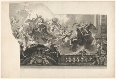 Takmaleri med samling av guder (plate 2) Plafond du Milieu de la Grande Gallerie du Palais Royal (tittel på objekt) av Nicolas Henri Tardieu