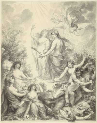 Allegori der Faith viser en mann den rette veien av Nicolas Joseph Delin