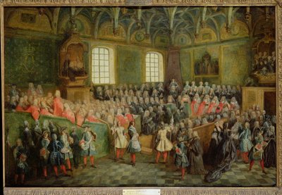 Justisseng holdt i parlamentet ved flertallet av Ludvig XV (1710-74), 22. februar 1723 av Nicolas Lancret