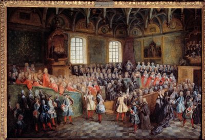 Litt av rettferdighet holdt av flertallet av kong Ludvig XV i storkammeret i parlamentet i Paris 22. februar av Nicolas Lancret