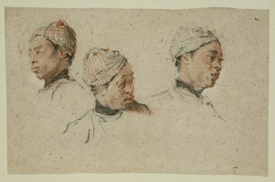 Tre studier av hodet til en turbanet svart mann av Nicolas Lancret