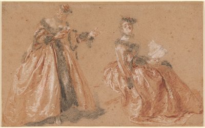 To elegante kvinner i polsk kjole av Nicolas Lancret