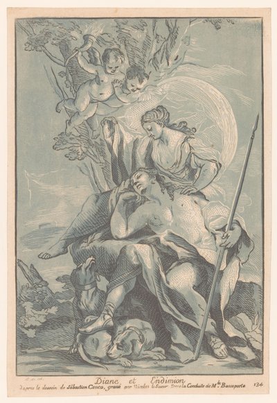 Diana som Endymion Diana og Endimion (tittel på objekt) Cabinet Crozat (serietittel) Samling av trykk fra de vakreste maleriene og fra de vakreste designene som finnes i Frankrike (serietittel) av Nicolas LeSueur