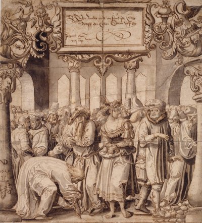 Kvinnen tatt i utroskap, tidlig på 1500-tallet av Nicolas Manuel Deutsch
