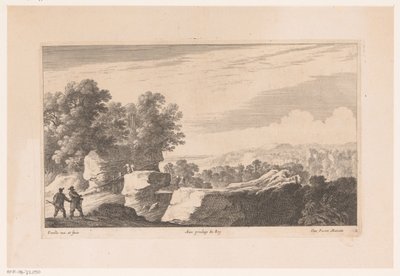 Landskap med en bro over en raskt rennende elv av Nicolas Perelle