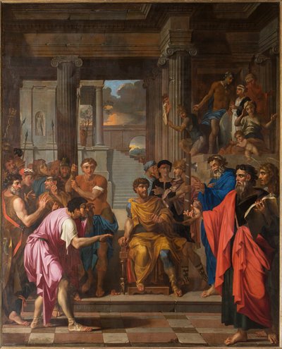 Saint Paul blinder den falske profeten Bar-Jesus og omvendte prokonsulen Sergius av Nicolas Pierre Loir