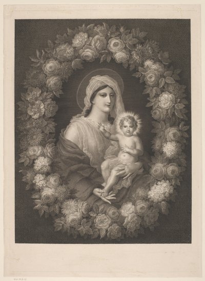 Mary med barn i blomsterkrans av Nicolas Pinet