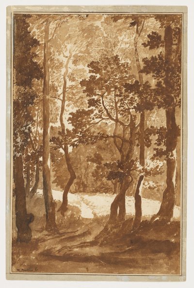 En sti som fører til en lysning i skogen av Nicolas Poussin
