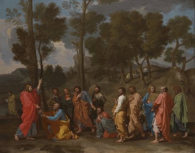 Innvielsens sakrament (Kristus gir Peter nøklene). Rundt 1637-40 av Nicolas Poussin
