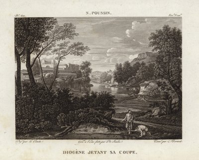 Diogenes kaster koppen av Nicolas Poussin