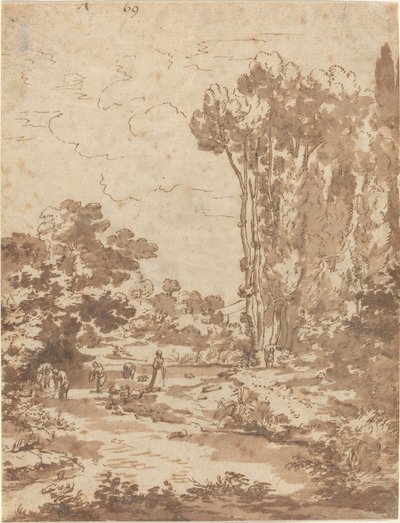 Figurer som bader i en bekk av Nicolas Poussin