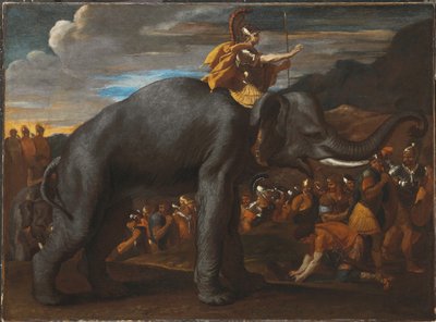 Hannibal krysser Alpene på en elefant av Nicolas Poussin