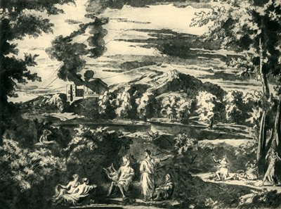 Landskap med Orfeus og Eurydike, midten av 1600-tallet, 1943. av Nicolas Poussin