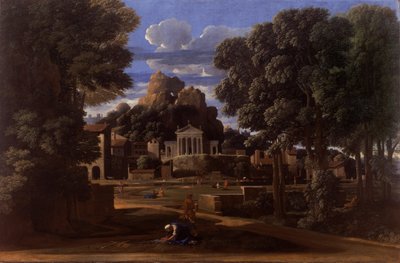 Landskap med asken av Phocion av Nicolas Poussin