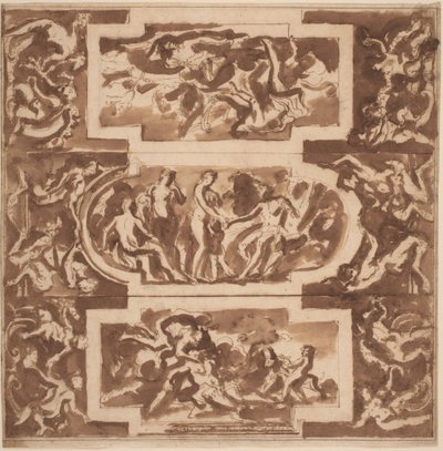 Modell for a Ceiling: Diana and the Dead Endymion, Judgment of Paris, and the Death of Adonis av Nicolas Poussin