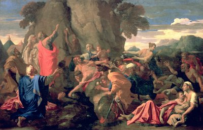 Moses slår vann fra klippen av Nicolas Poussin