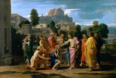 The Blind of Jericho, or Christ Healing the Blind, 1650 av Nicolas Poussin