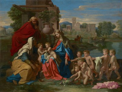 Den hellige familie, ca. 1651 (olje på lerret) av Nicolas Poussin