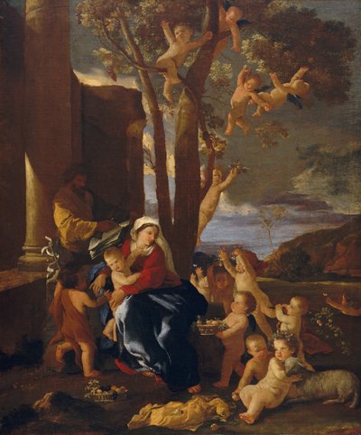 Den hellige familie med døperen Johannes, ca. 1627. av Nicolas Poussin