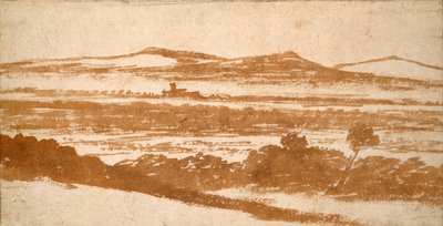 Utsikt over en dal mot fjerne åser, tidlig på 1500-tallet av Nicolas Poussin
