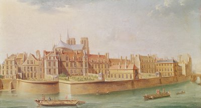 Hus i klosteret Notre-Dame, Paris av Nicolas Raguenet