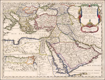 Kart fra 1654 - Stater i imperiet til den store tyrkerherren eller ottomanernes sultan i Asia, Afrika og Europa av Nicolas Sanson