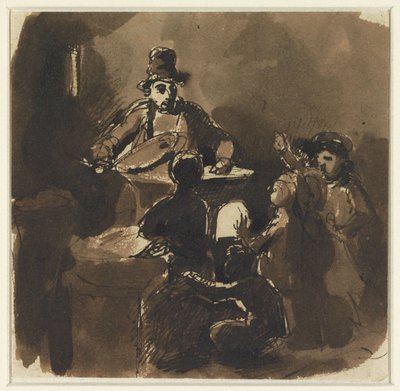 Barn rundt bålet til en kastanjeselger (?) av Nicolas Toussaint Charlet