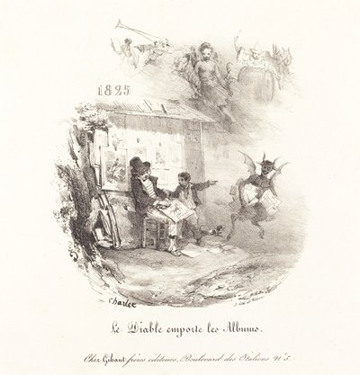 Le Diable emporte les Albums (Djevelen stikker av med litografialbumene) av Nicolas Toussaint Charlet