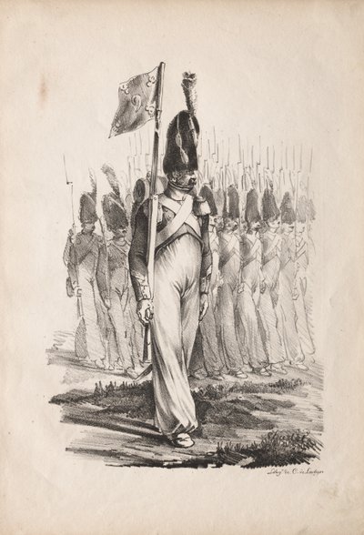 Militære kostymer: Carabiners Sargent, General Guide, 1817-1818. av Nicolas Toussaint Charlet