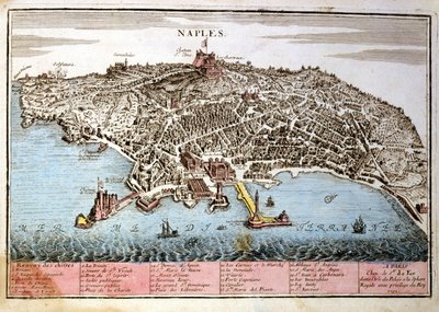 Kart over byen Napoli. Kart over Le Fer av Nicolas de Fer