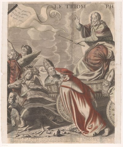 Kristi triumftog med figurer fra Det gamle og det nye testamentet (del fem) Jesu Kristi triumf (tittel på objekt) av Nicolas de Larmessin (I)