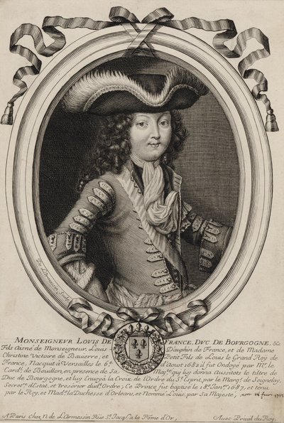 Gravert portrett av Louis, hertugen av Burgund (1682-1712) av Nicolas de Larmessin