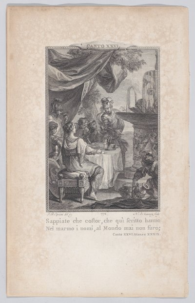 Canto 26, Stanza 39, fra Orlando Furioso, 1774., 1774. av Nicolas de Launay
