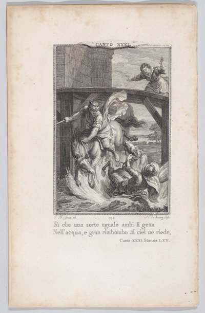 Canto 31, rom 70, fra Orlando Furioso, 1774., 1774. av Nicolas de Launay
