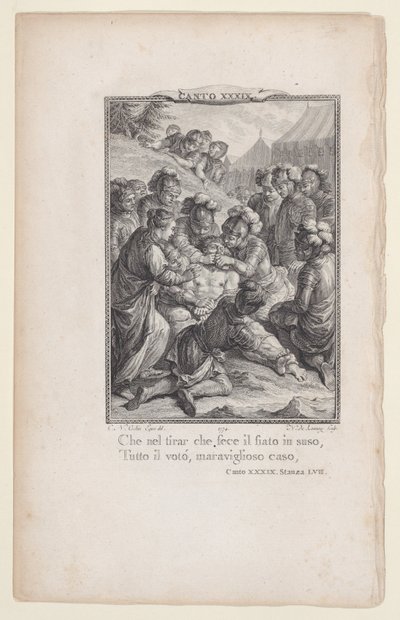 Canto 39, rom 57, fra Orlando Furioso, 1774., 1774. av Nicolas de Launay