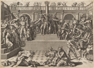 Massakren på de uskyldige av Nicolaus Beatrizet, after Marco Dente, after Baccio Bandinelli