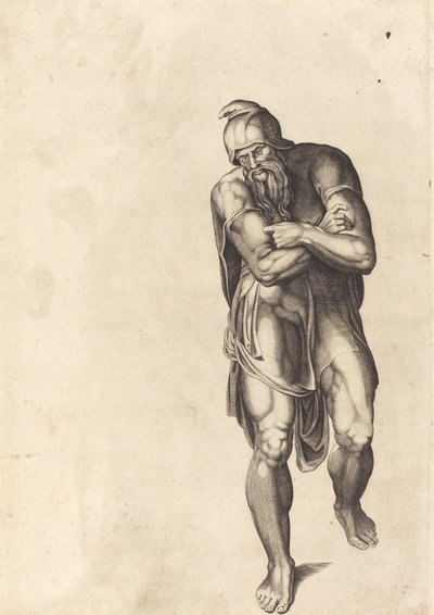 Stridende mann av Nicolaus Beatrizet after Michelangelo