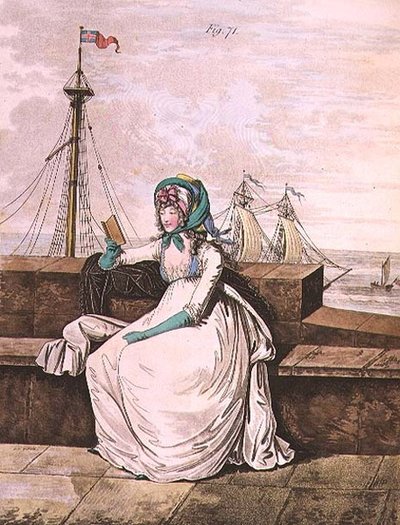 Morgenkjole, fig. 71 fra Nikolaus Heideloffs "Gallery of Fashion", Vol II oktober 1795 (trykk) av Nicolaus von Heideloff