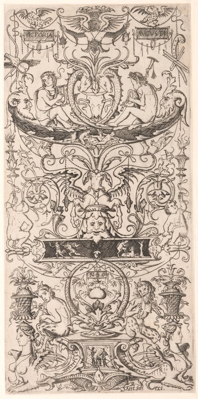 Ornamentpanel påskrevet "Victoria Augusta" av Nicoletto da Modena