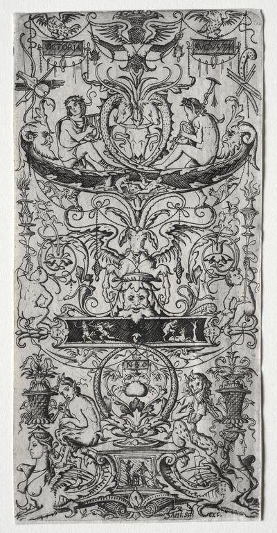 Ornamentpanel påskrevet Victoria Augusta av Nicoletto da Modena