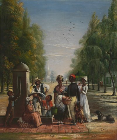 Tjenere ved en pumpe, ca. 1840. av Nicolino Calyo