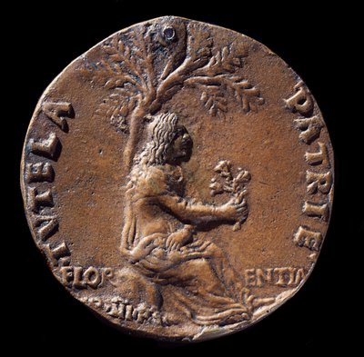 Medaljong som representerer Lorenzo de Medici, kjent som den storslåtte (bronse av Nicolo Spinelli