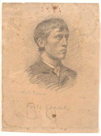 Portrett av maleren Frits Kraul (1862-1935) i 3/4 profil av Niels Jakob Jakobsen Bjerre