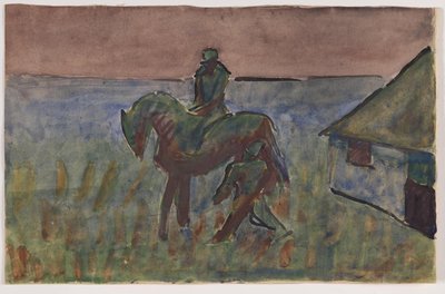 "Krushode hjemme hos Bettefanden". Motiv fra Blichers novelle "Bettefanden og Herremanden" av Niels Larsen Stevns