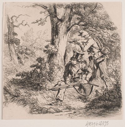 Soldater i en skog. Utpostgjerde ved Vejle av Niels Simonsen