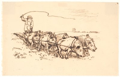 Blære Bonde pløyer jord av Niels Skovgaard