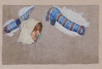 Kostymestudier og studie av et kvinnelig hode. Megara av Niels Skovgaard